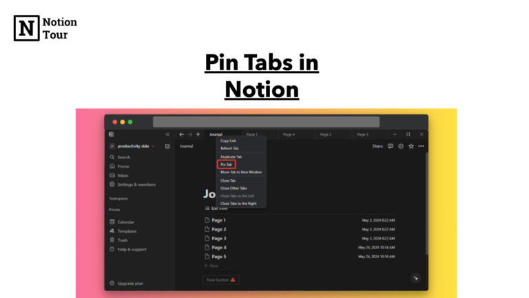 How to Pin Tabs in Notion