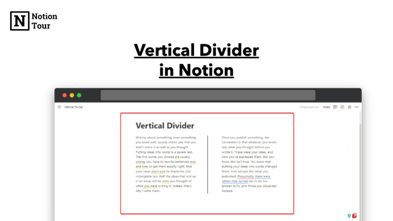 How to add a Vertical Divider in Notion
