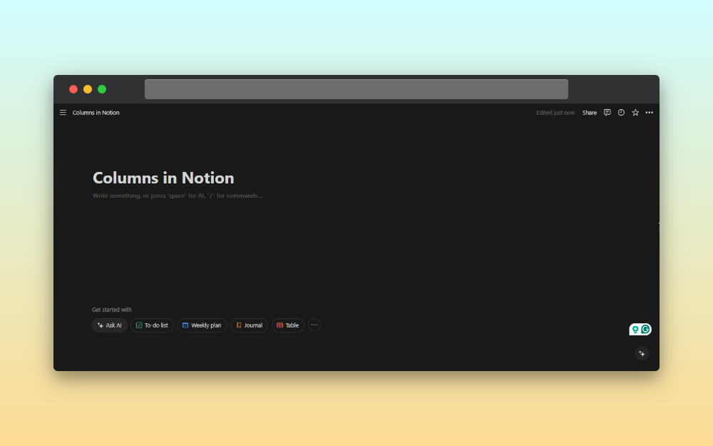 columns in notion