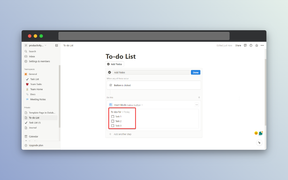 todo list in notion