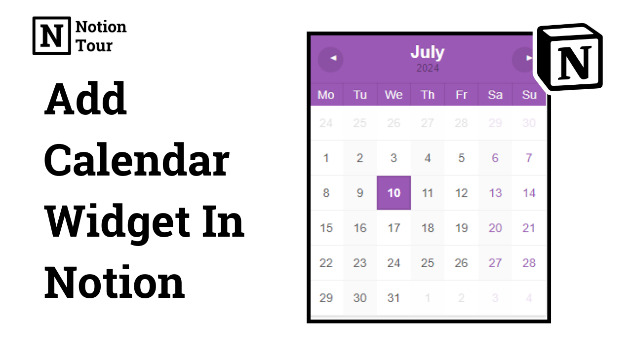 How To Add A Calendar Widget In Notion With Free Widgets Notion Tour