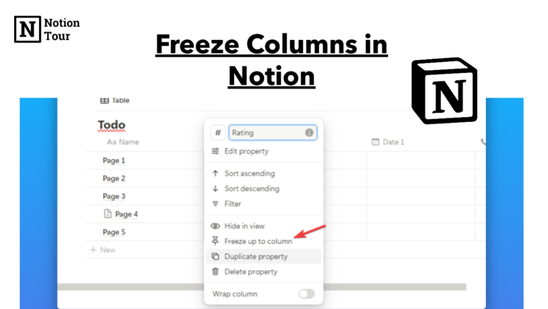 How to Freeze Columns in Notion