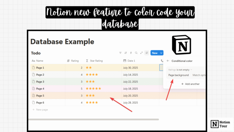Notion new feature to color code your database
